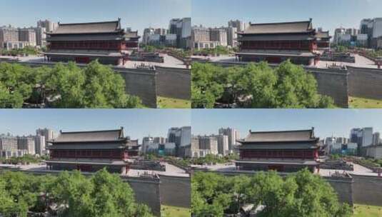 西安古城墙航拍3高清在线视频素材下载