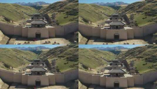 新疆昌吉州江布拉克疏勒古城建筑航拍高清在线视频素材下载