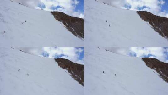 西藏拉萨当雄廓琼岗日雪山洛堆峰登山滑雪高清在线视频素材下载