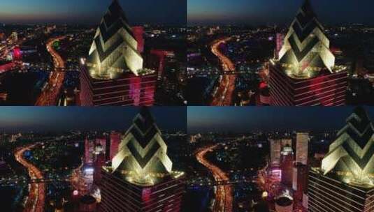 航拍新疆乌鲁木齐西大桥夜景高清在线视频素材下载