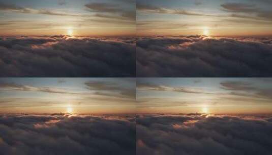 航拍云层之上日出空镜高清在线视频素材下载