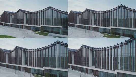 航拍上海人文松江艺术中心云间会堂建筑高清在线视频素材下载