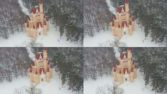 哈尔滨冬天雪景航拍高清在线视频素材下载