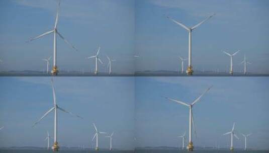 4K 风电 风机 风场 海上新能源高清在线视频素材下载