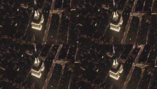 夜幕下帝国大厦城市景观航拍镜头高清在线视频素材下载