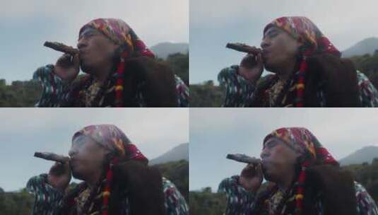 吸烟的土著人高清在线视频素材下载