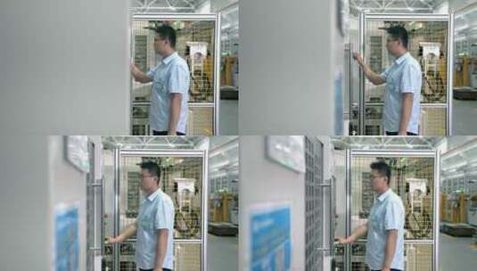 技术工人操作数控机床高清在线视频素材下载