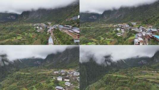 云南雨崩村航拍高清在线视频素材下载