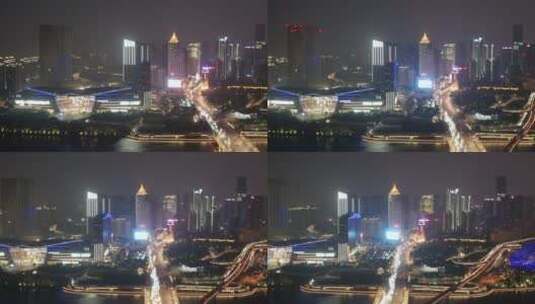 辽宁沈阳城市风光夜景航拍高清在线视频素材下载