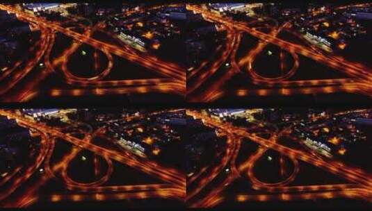城市夜晚交通鸟瞰高清在线视频素材下载