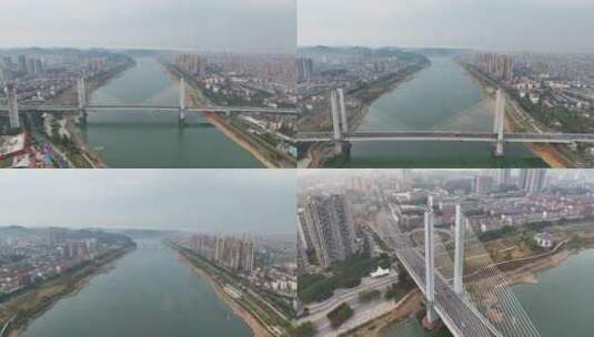 4K航拍益阳城区资江水沿岸9高清在线视频素材下载