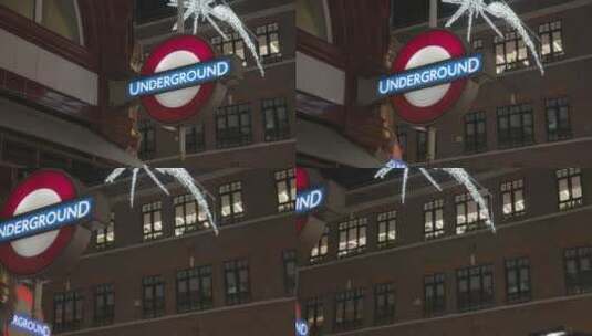 英国伦敦考文特花园地铁站标志特写高清在线视频素材下载