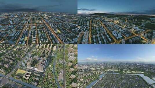 数字城市区位交通航拍动画高清在线视频素材下载