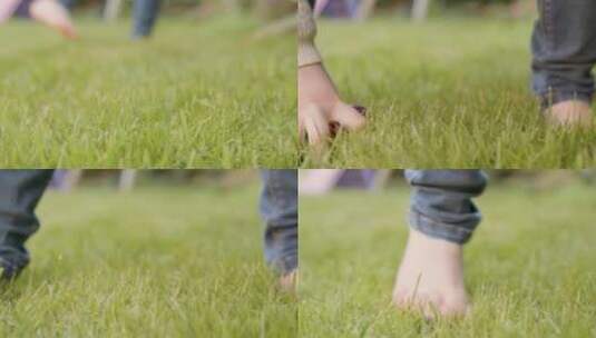 儿童捡起草地上的复活节彩蛋特写高清在线视频素材下载