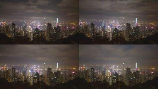香港维多利亚港夜景航拍延时高清在线视频素材下载
