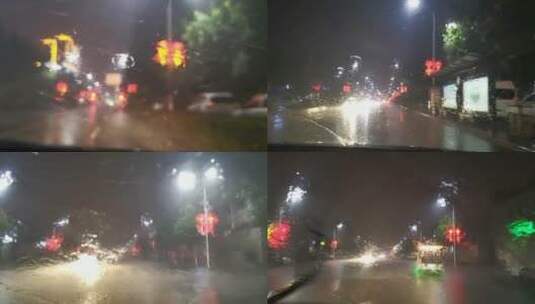 车内视角汽车在暴雨中行驶高清在线视频素材下载