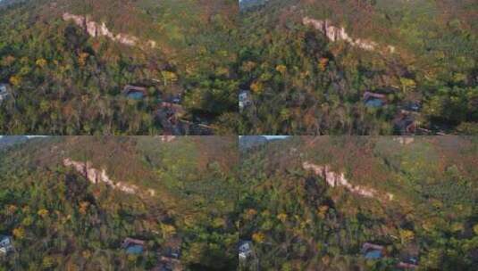 杭州余杭瓶窑南山摩崖石刻秋色航拍高清在线视频素材下载