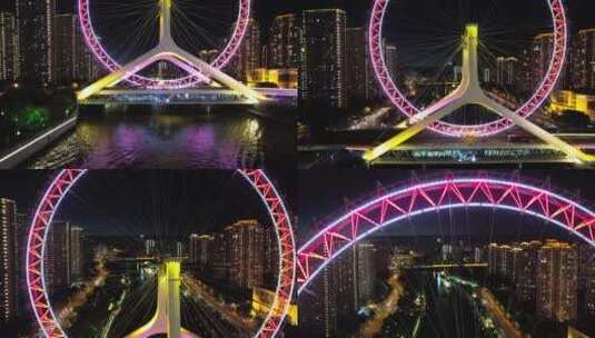 天津之眼夜景航拍高清在线视频素材下载