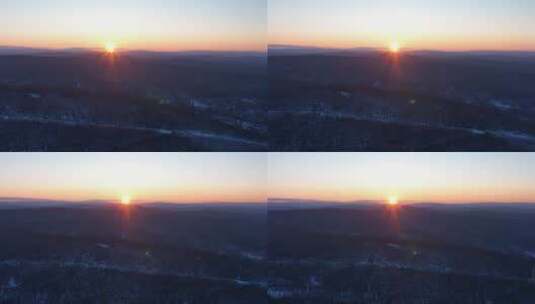冬天的大兴安岭夕阳风景高清在线视频素材下载