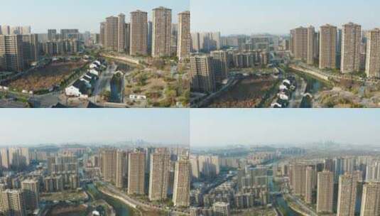 杭州市余杭区闲林埠街道街景高低空航拍高清在线视频素材下载
