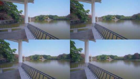 广州天河公园城市湖泊凉亭建筑景观高清在线视频素材下载