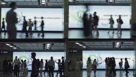 地铁站地下通道人来人往人流4k视频素材高清在线视频素材下载