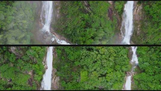 4k航拍原始森林瀑布水飞震撼大自然高清在线视频素材下载