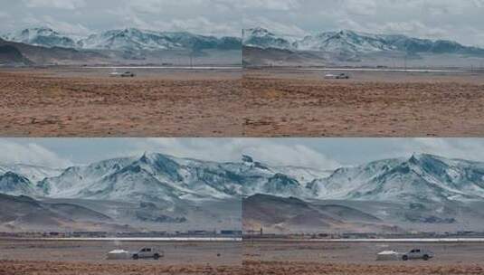 西藏旅游风光317国道高原牧场雪山帐篷高清在线视频素材下载