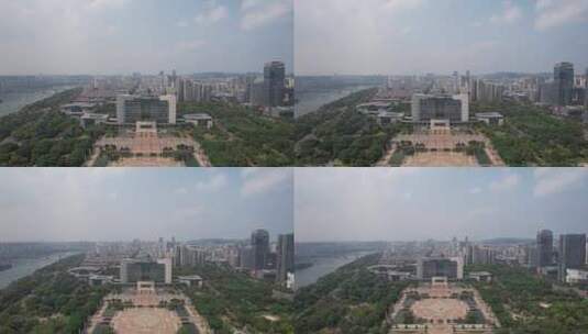 航拍广西柳州市政府市民广场高清在线视频素材下载
