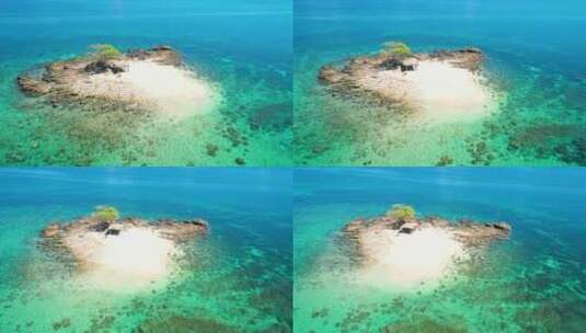航拍海浪冲击沙滩礁石海岛马尔代夫蓝色大海高清在线视频素材下载