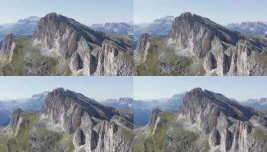 山峰空中轨道。意大利多洛米蒂的塞塔斯山高清在线视频素材下载