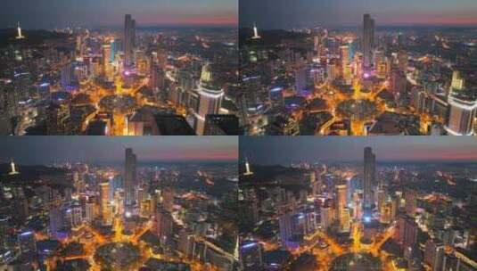 繁华都市航拍 城市夜景航拍高清在线视频素材下载