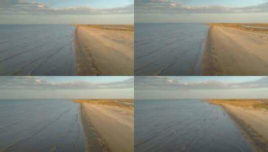 德克萨斯州加尔维斯顿岛海滩区鸟瞰图高清在线视频素材下载