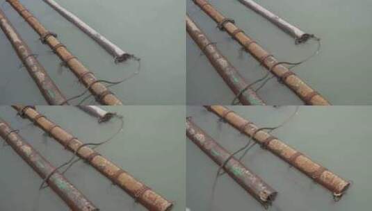 浙江台州小箬村海中的铁管高清在线视频素材下载