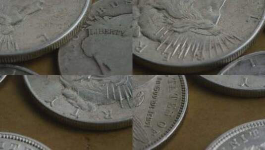 美国古董硬币的旋转库存镜头-MONEY 0123高清在线视频素材下载
