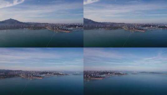 4K 航拍青岛城市景观天际线高清在线视频素材下载