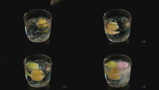 柠檬水，气泡水高清在线视频素材下载