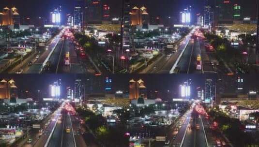 广州天河区交通夜景车流天河路高清在线视频素材下载