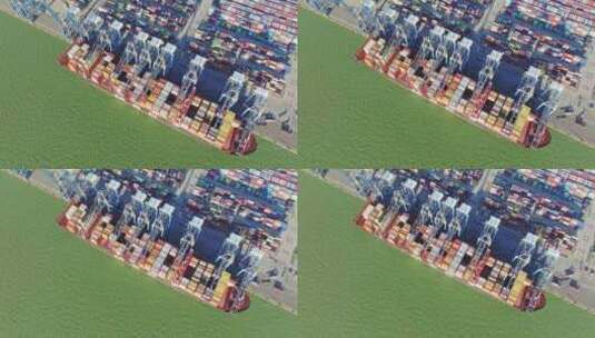 俯瞰广州南沙港货运码头集装箱航拍高清在线视频素材下载
