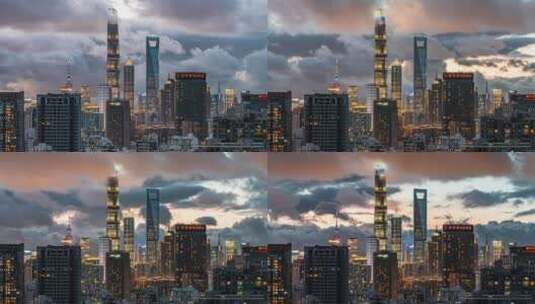 上海浦东新区地标建筑夜景8k延时高清在线视频素材下载