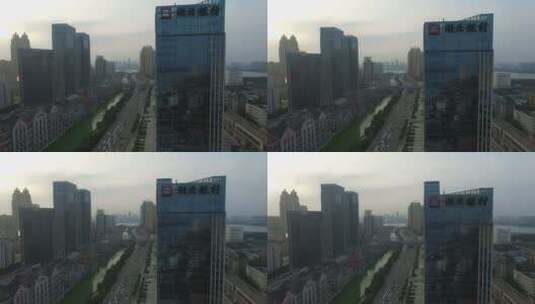 武汉楚河汉街航拍城市建筑高清在线视频素材下载