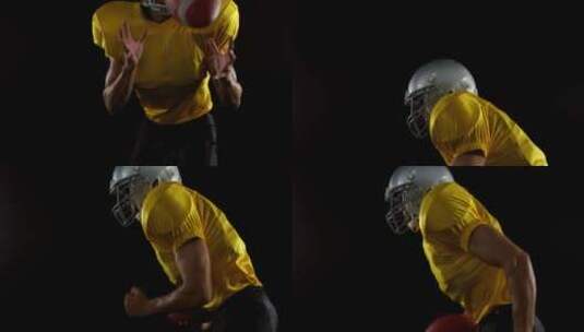 橄榄球运动员接球跑高清在线视频素材下载