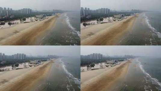 航拍山东烟台沿海城市海岸线城市风光高清在线视频素材下载