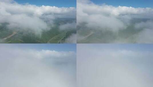 航拍中国东北大地群山与云朵高清在线视频素材下载
