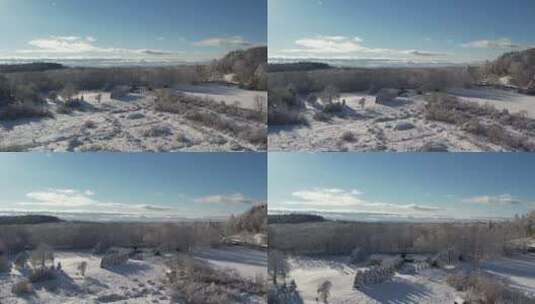 新格兰航拍冬季森林积雪自然风景高清在线视频素材下载