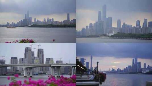 2023广州珠江新城CBD建筑群延时合集高清在线视频素材下载