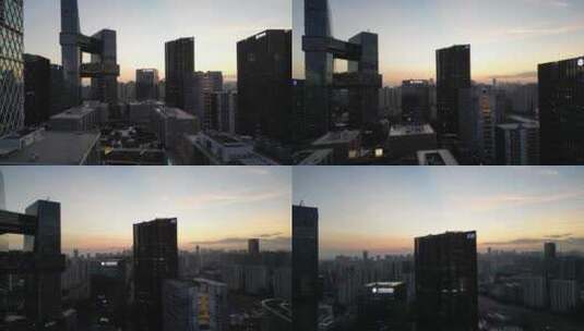 深圳南山区软件产业基地建筑夕阳夜景高清在线视频素材下载