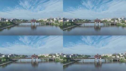 安徽黄山市文峰桥航拍高清在线视频素材下载
