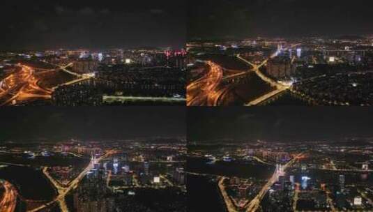 福州绕城高速夜景航拍高清在线视频素材下载
