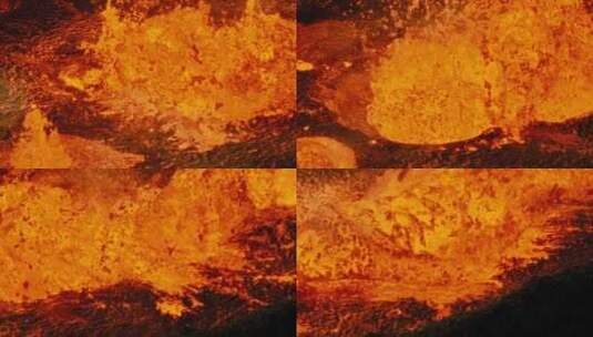 航拍火山岩浆沸腾高清在线视频素材下载